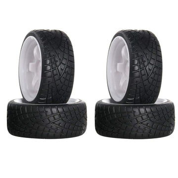 Sharegoo Od 2.55 12Mm Hex White 5-Spoke Plastic Wheel Rims & Rubber Tires Compatible With Hsp Hpi Rc 1/10 On Road Racing Car