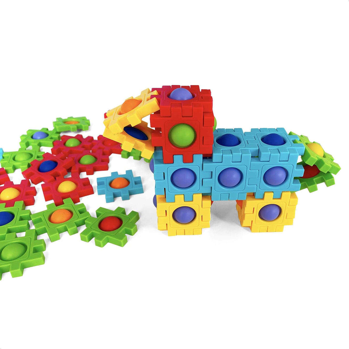 Anlabay Two-In-One Pop Blocks Pop Puzzle 48Pcs, Jigsaw Puzzles, Stem Toys For 4 5 6 7 8 Year Old Kids, Bubble Popping Sensory To