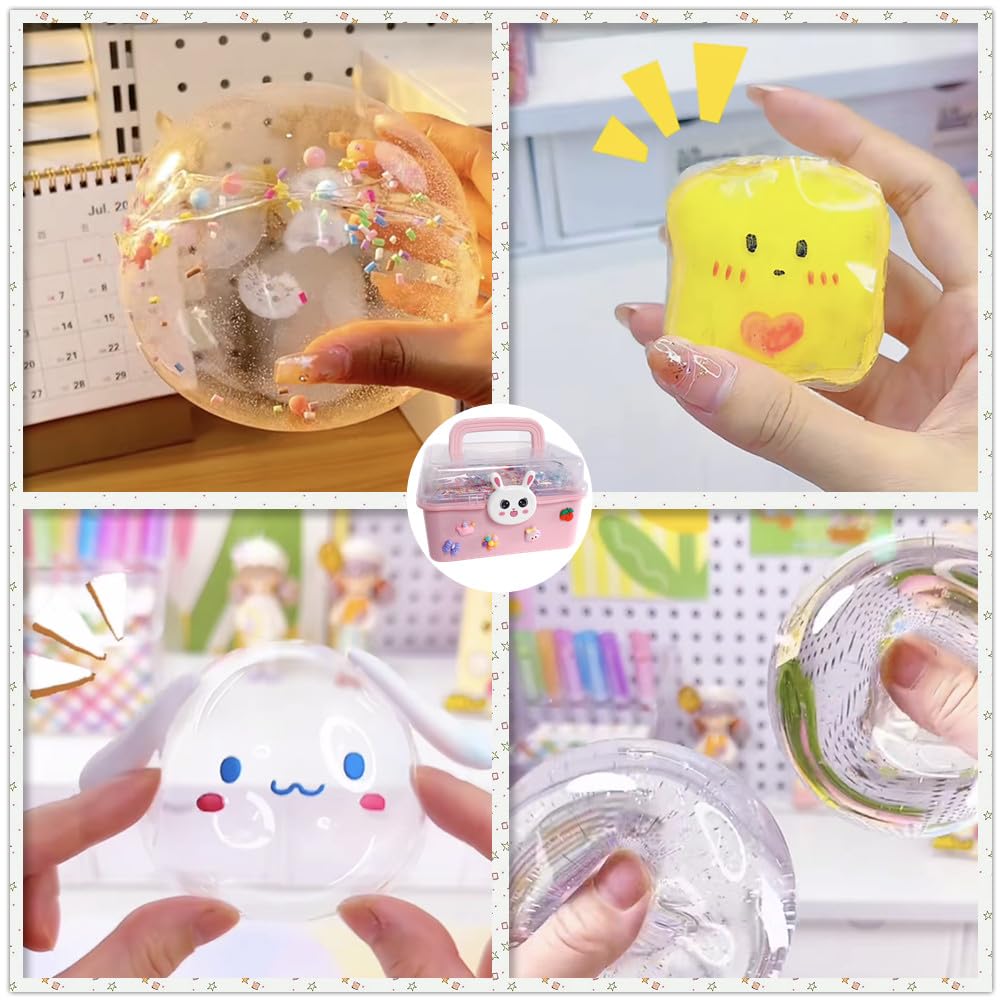 8 Pcs Colorful Nano Tape Bubble Kit For Kids With Glitter,Clay,Cute Stickers And Accessories Tools,Nano Double Sided Adhesive Gel Grip Traceless Tape