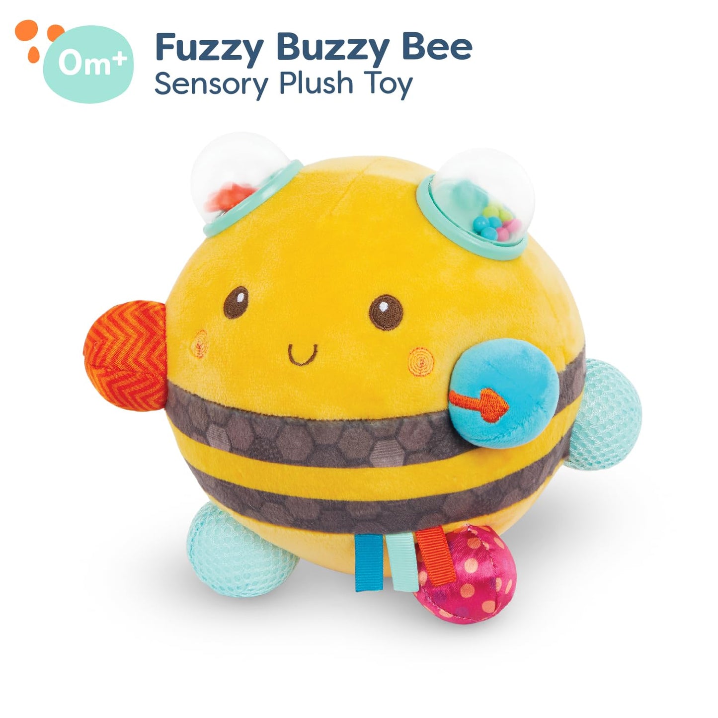 B. Sensory Plush Bumble Bee Baby ,Sensory Baby Toy – Bumpy Plush Bee With Fun Features, Interactive Play, Bumps, Colors, Textures & Sounds, Toys For Infants, Babies,Fuzzy Buzzy Bee – 0 Months +