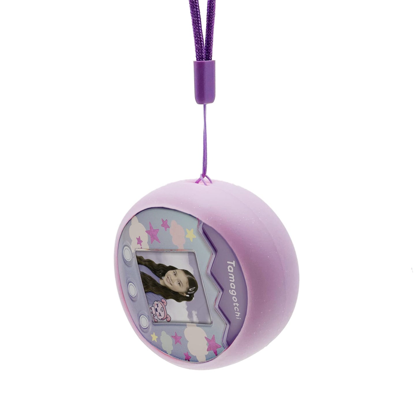 Xcivi Silicone Cover And Lanyard For Tamagotchi Pix Virtual Interactive Pet Game Machine, Silicone Shell Compatible With New Tamagotchi Pix (Purple)