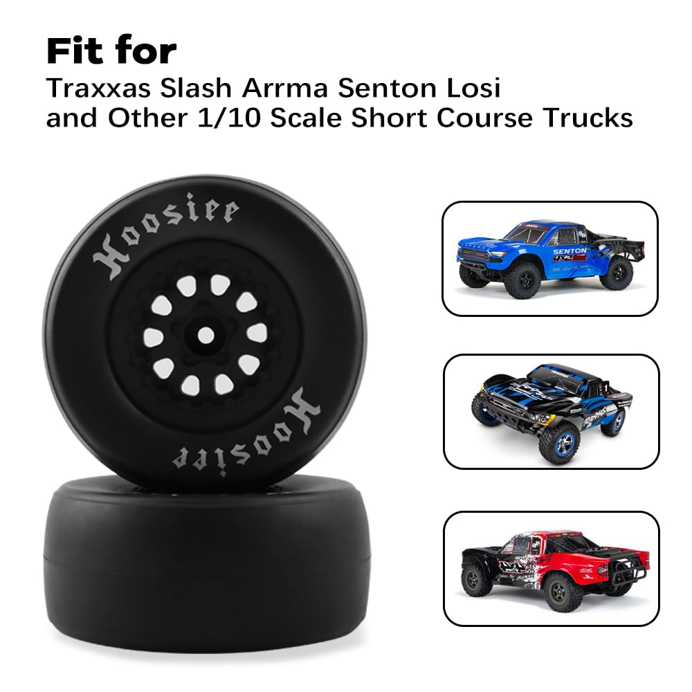 Epinon 1/10 Racing Short Course Truck Slick Tires 12Mm Hex Wheels And Tires Rubber Rc Truck Tires For Traxxas Slash Arrma Senton