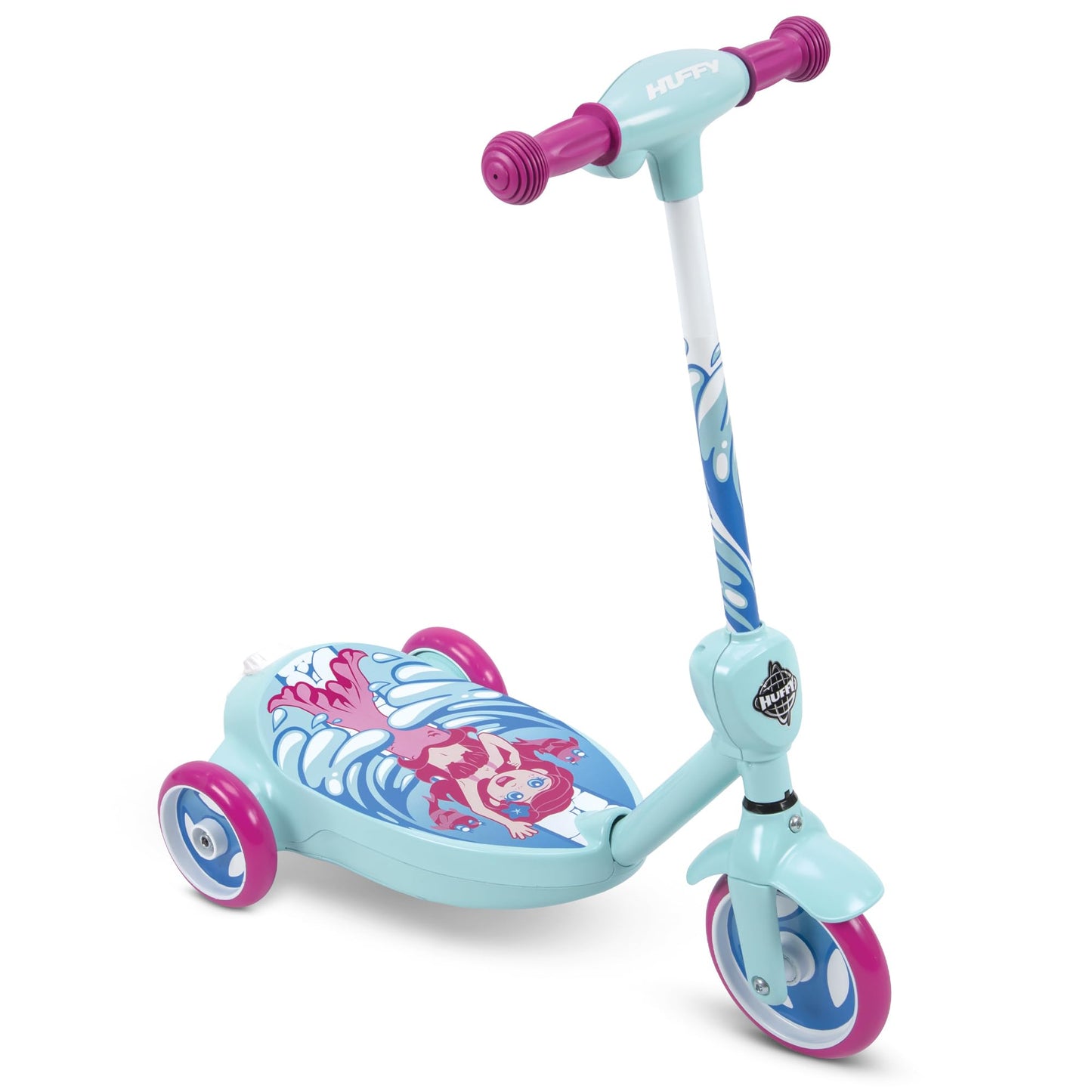Huffy 6V Mermaid Toddler Scooter For Kids Ages 2-4, Bubble Machine Scooter, 3 Wheel Balance Design, 2Mph Speed Button, Simple Wa
