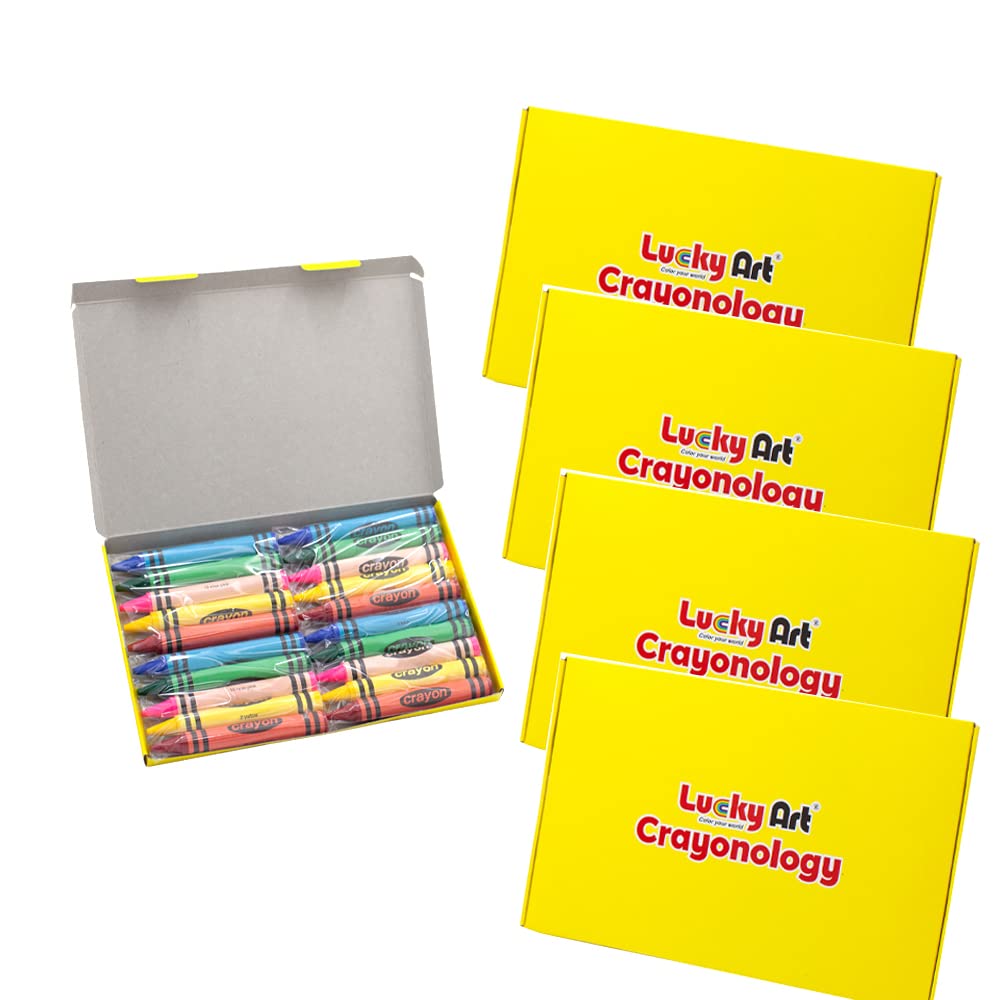 Lucky Art Crayons Bulk 5 Packs Crayon For Kids Non-Toxic Crayon Party Favors (Jumbo, 20 Sets (100 Counts))