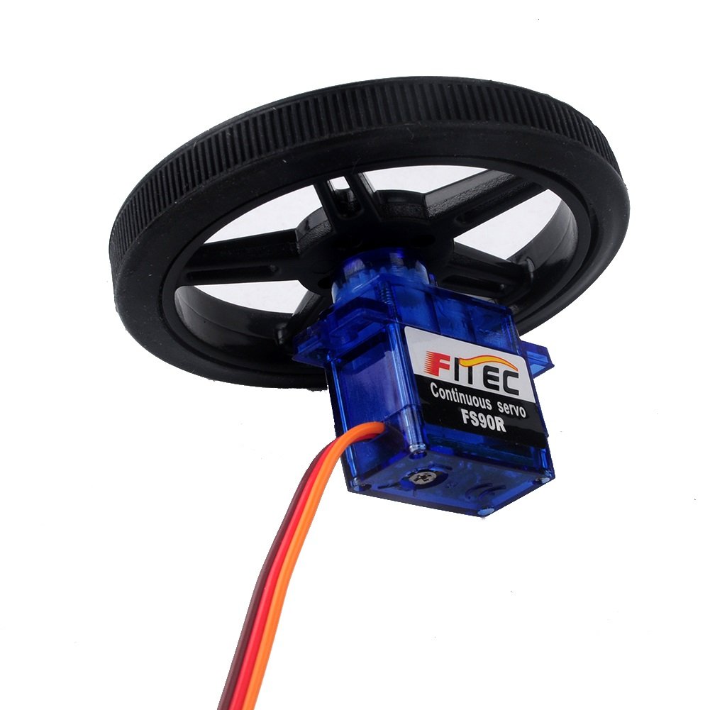 Geekstory Feetech FS90R 360 Degree Continuous Rotation Micro Servo Motor + RC Tire Wheel for Arduino Micro:bit (Pack of 4)