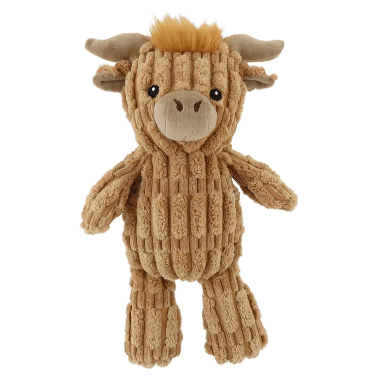 Linzy Plush Highland Cow Dog Toy, Soft Squeaky Chew Toy for Small Medium Large Dogs, Brown Interactive Pet Toy, 12 Inch
