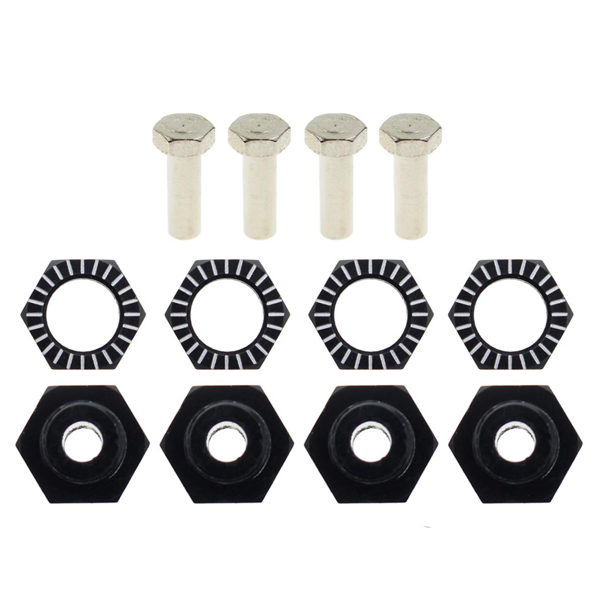 AUTOKAY 4PCS 12mm to 17mm Aluminum Wheel Hex Hub Adapter Conversion Extension for RC Car