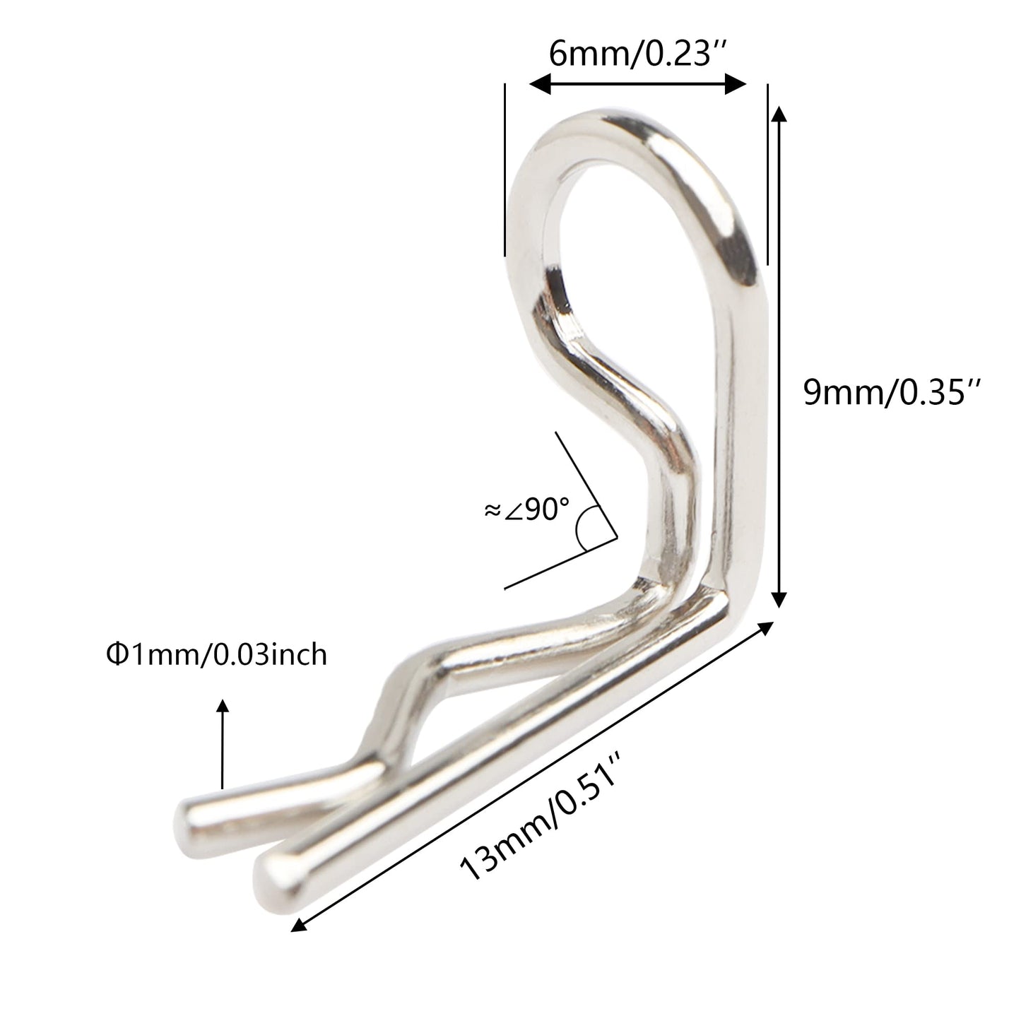 GDOOL 30-Pack 90-Degree Angle 1mm Body Clips Bent Springy Pins WJ07 for All 1/16 1/18 1/20 Scale Model Car Truck Crawler Truck(S