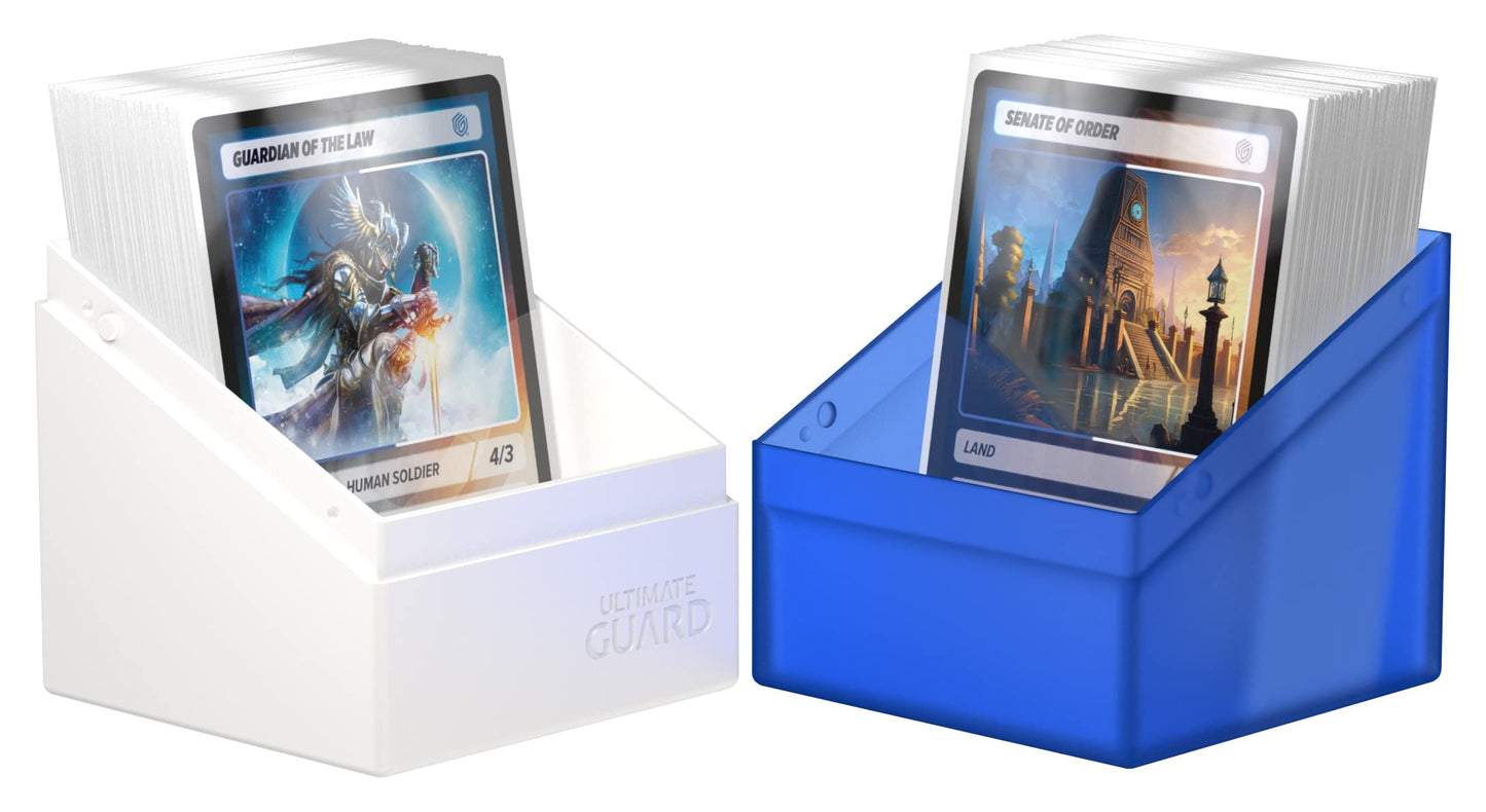Ultimate Guard Boulder Synergy 100+, Deck Case For 100 Double-Sleeved Tcg Cards, White/Blue, Secure & Durable Storage For Trading Card Games