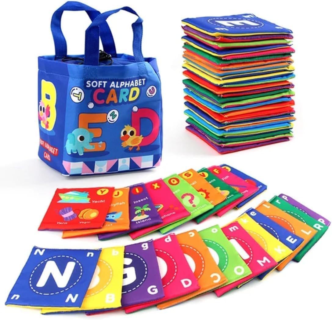 26 Pcs Early Childhood Enlightenment Book,Soft Alphabet Cards,Abc Learning Flash Cards With Storage Bag,Soft Letter Early Educat