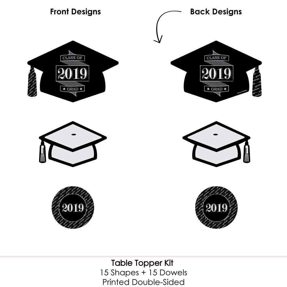 Big Dot Of Happiness Graduation Cheers - 2025 Graduation Party Centerpiece Sticks - Table Toppers - Set Of 15