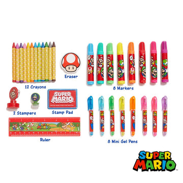 Innovative Designs Mario Brothers Super Mario Deluxe Activity Set With Carrying Tin, Coloring Sheets, Tattoos, Stickers, & Art Supplies