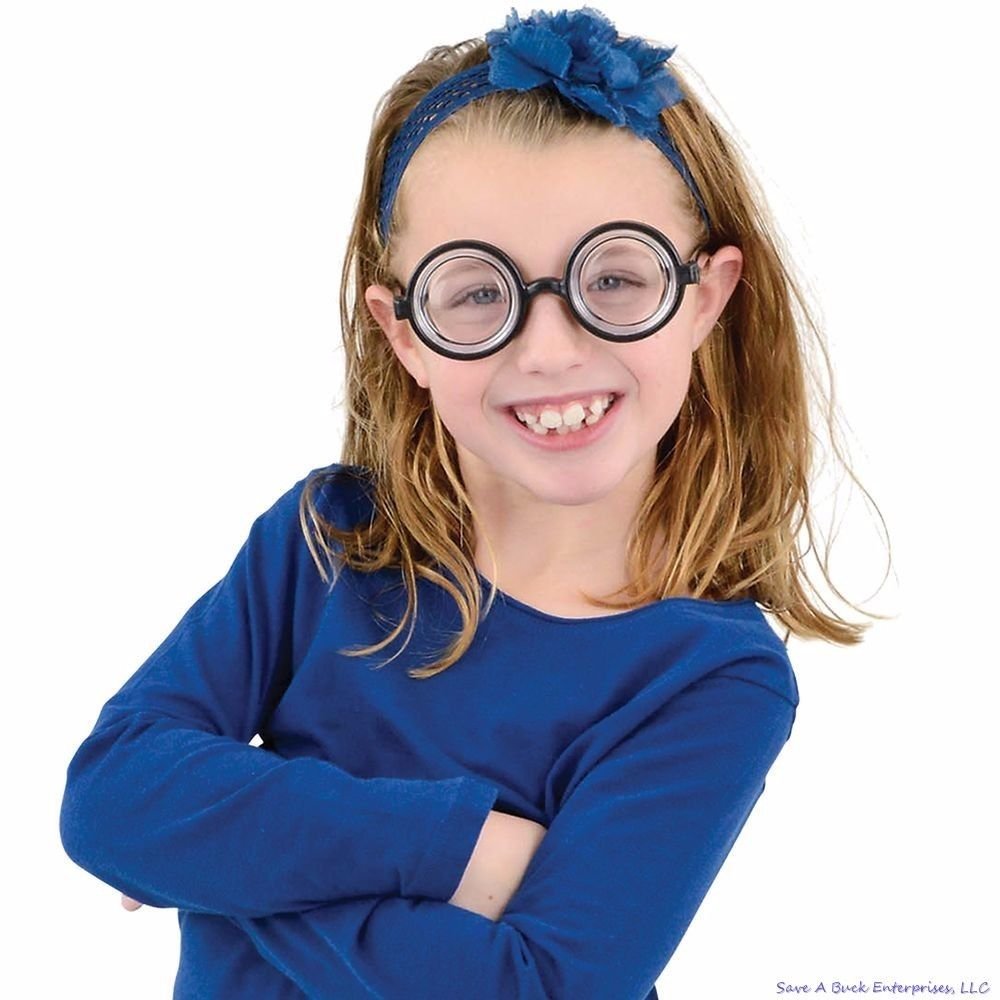 Rhode Island Novelty Round Bubbles Goggles - Black Plastic Bug Eyes Specs for Costume