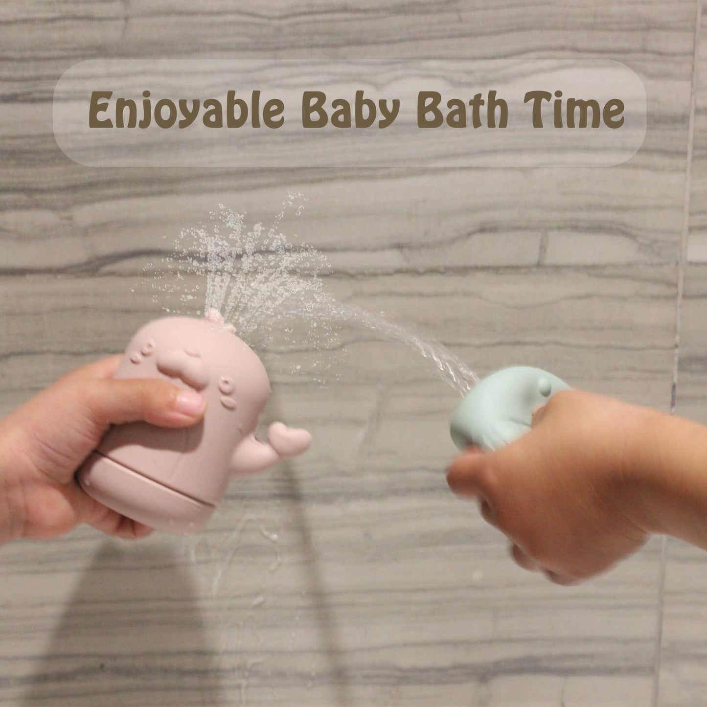 Ginbear Silicone Baby Bath Toys - Non-Toxic Infant Squirty Toys, Pack of 4 (Dino) - Rosy, Gray, Olive-green, Mustard