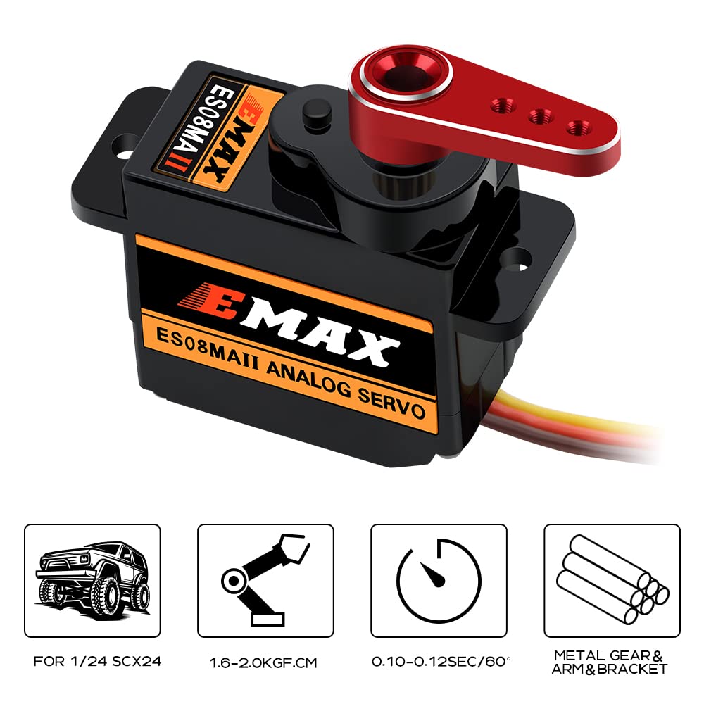 EPINON for AXIAL SCX24 Servo Metal Gear EMAX RC Servo Steering Servo with Servo Mount Bracket and Arm SCX24 Upgrade Parts (Red)