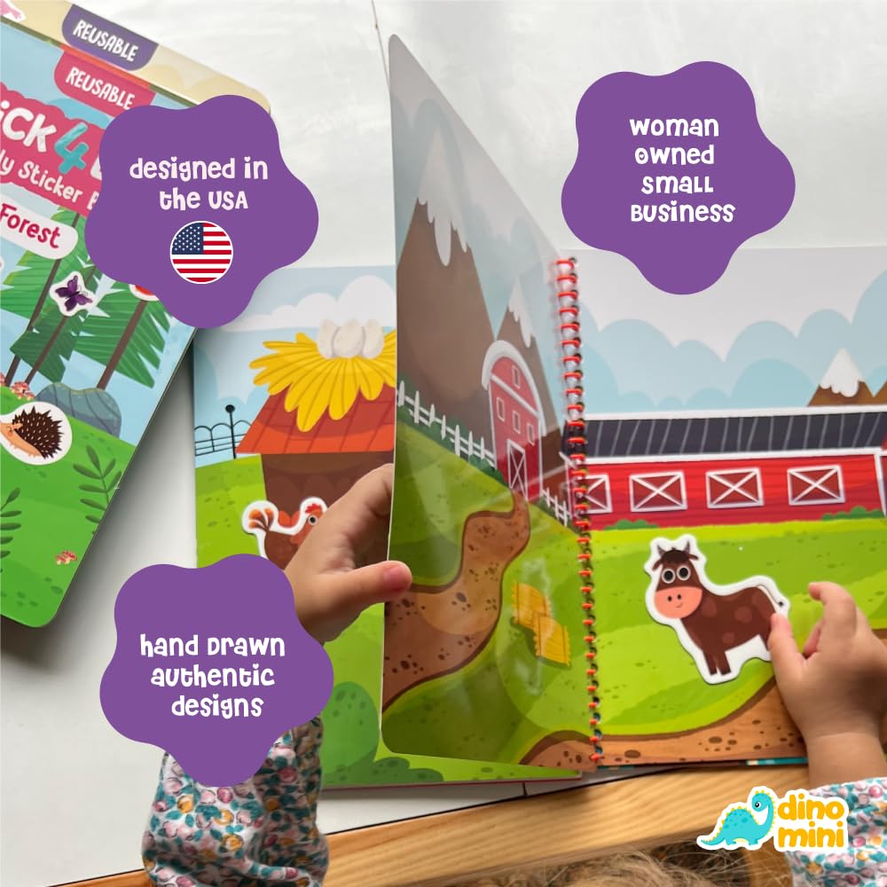 DINO MINI Stick4Ever Jelly Sticker Book - Waterproof, Reusable, Colorful - Fun Road Trip Activities for Kids (Dinosaurs)