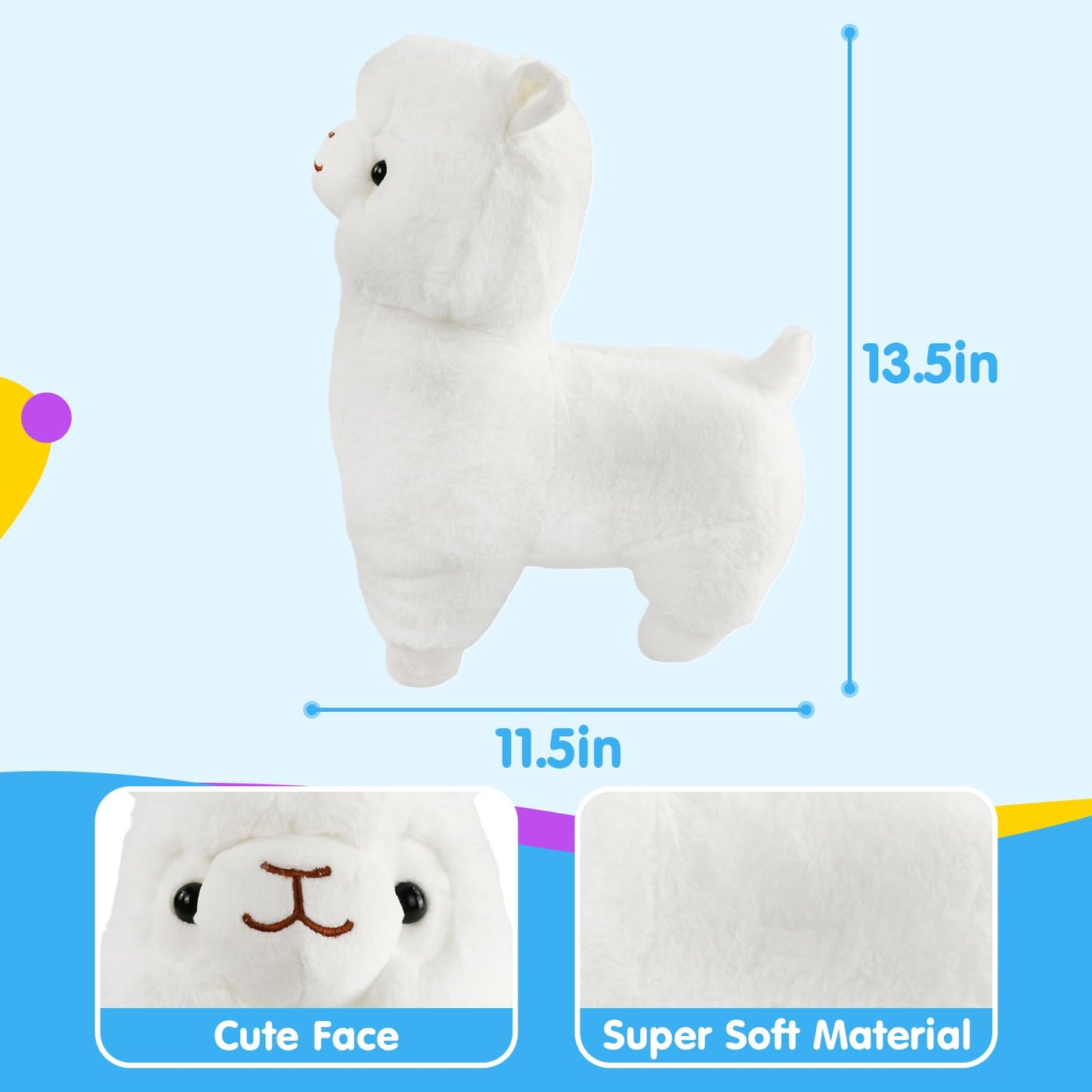 Bstaofy 13.5'' Light Up Alpaca Stuffed Animals Led White Llama Soft Plush Toy With Colorful Night Lights Glow Bedtime Pal Gift For Toddler Kids On Birthday Holiday