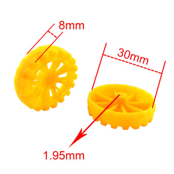 Eudax 300 Pcs 30Mmx8Mm Plastic Roll 2Mm Dia Shaft Toys Wheel And 2Mmx100Mm Stem Shaft Round Rod Axles For Diy Toy Rc Car Truck Boat Helicopter Model Part Building Projects (Yellow)
