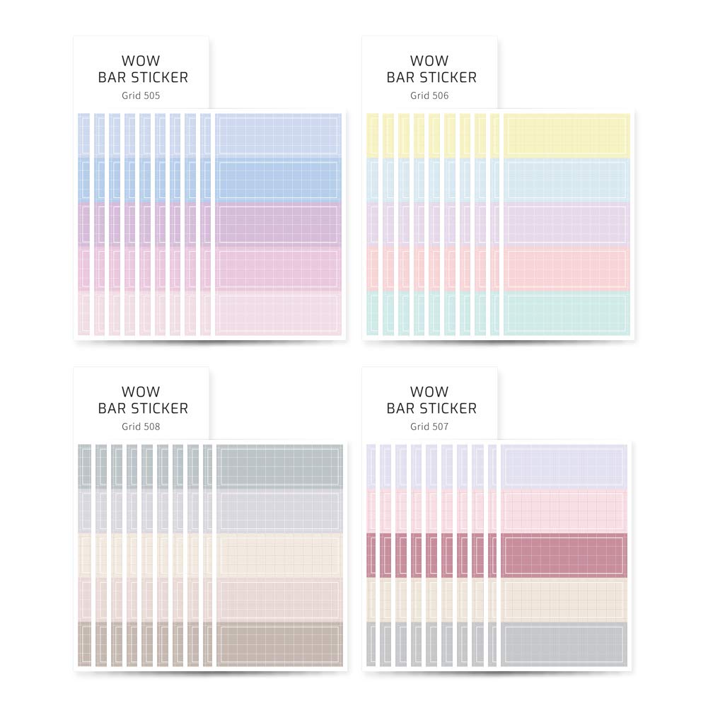 Monolike Wow Bar Sticker Grid B Set - Mini Size Cute Stickers, Square Stickers