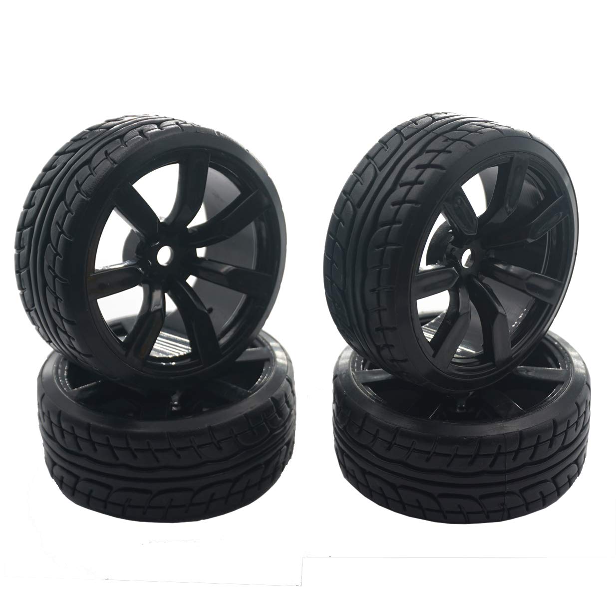 4Pcs ShareGoo OD62mm Hard Plastic RC Drift Car Tires & Wheel Rims 12mm Hex Tyre Compatible with Traxxas HSP Tamiya HPI Kyosho 1/