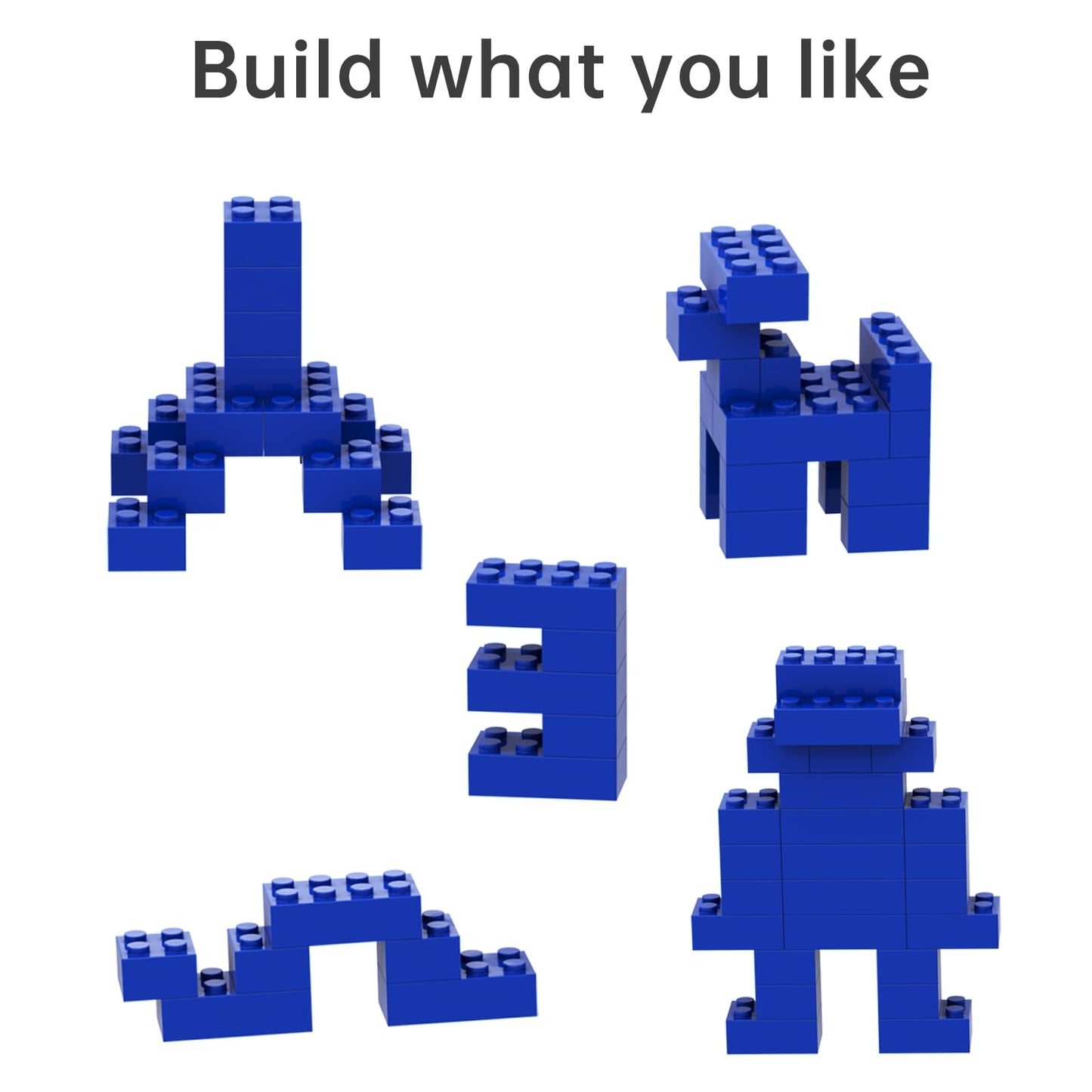 Classic Building Bricks 100 Pieces 2X4 Blue, Classic Brick Block Parts And Pieces 3001, Compatible With Lego, Age 6+ Creative Bu