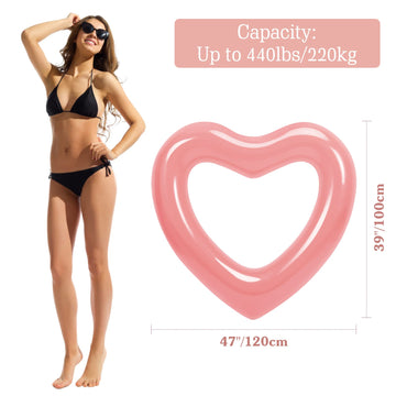 HeySplash Pool Floats mature-themed Size Heart Inflatable Pool Floatie for Bachelorette Party Swim Tube Rings River Lake Beach Floaty Wedding Bride Valentine Decor Fun Toy Raft Lounge for Kids Rose Gold