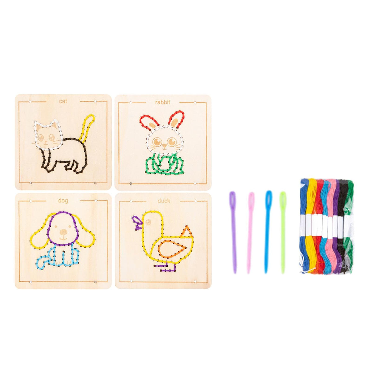 MERISHOPP Wooden Lacing Toy Embroidery Puzzle Montessori Toy Boys Girls Preschool Animal| Educational Toys | STEM Toys | Learnin