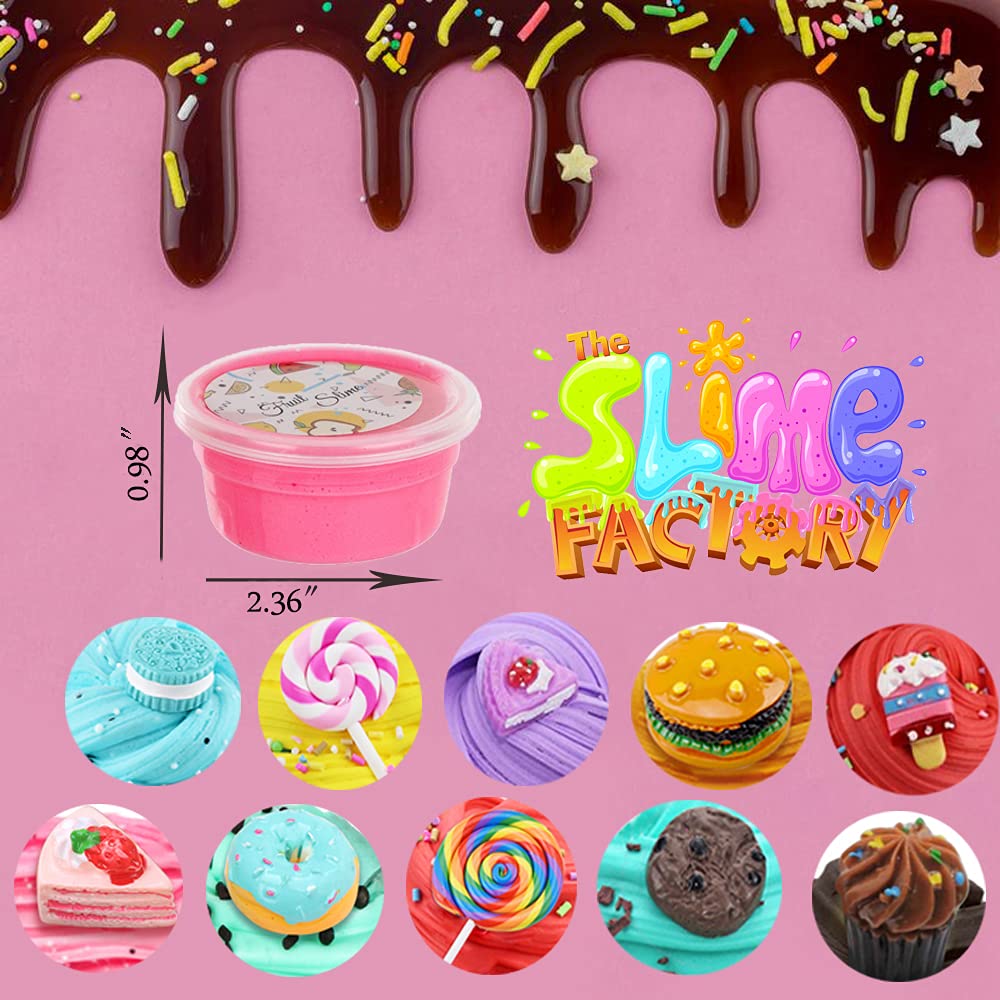 24 Pack Slime Kit, Butter Slime, Macaroon Colors Cake Donut And Fruit Party Favors Slime, Stretchy And Non-Sticky, Stress Relief Toy For Kids Partys