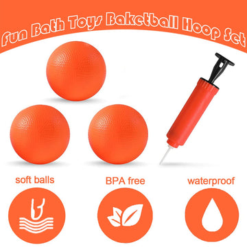 Enthur Bath Toy Fun Basketball Hoop & Balls Set For Boys And Girls Kid & Toddler Bath Toys Gift Set 3 Balls Included