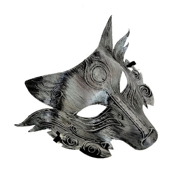 Qfyfgyt Halloween Performance Supplies Animal Wolf Head Mask Performance Accessories (Silver).