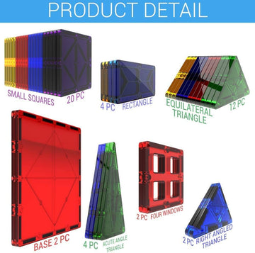 Desire Deluxe Magnetic Tiles Building Blocks Construction Toys For Boys & Girls 47Pc – Stem Learning Educational, Kids Age 3 4 5 6 7 8 Year Old Gift