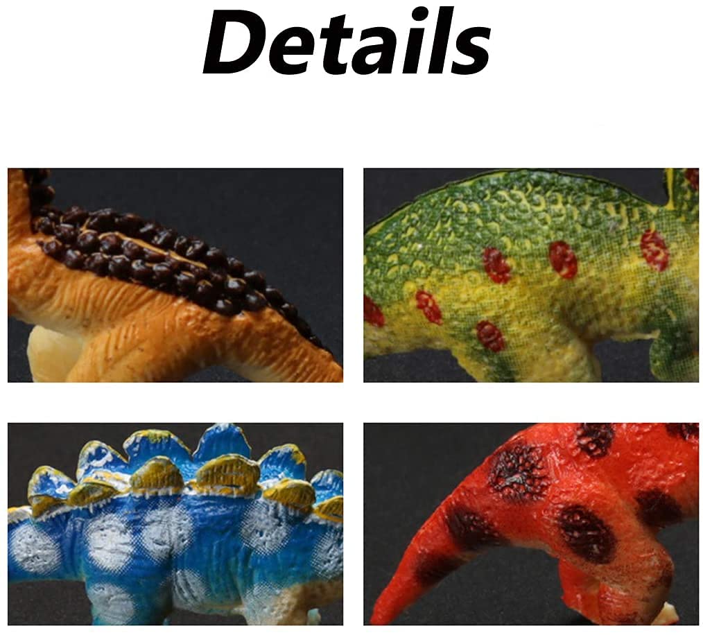 Haptime Plastic Assorted Mini Dinosaur Figures, Little Dinosaur Figurine, Small Dino Toy 1.5 Inch, Great For Dino Cake Topper, Easter Eggs Filler, Pack Of 12