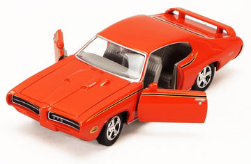 Motormax 1969 Pontiac GTO Diecast Model Car - 1:24 Scale, Orange, Large, Rubber, Model MOT73133TC-OR