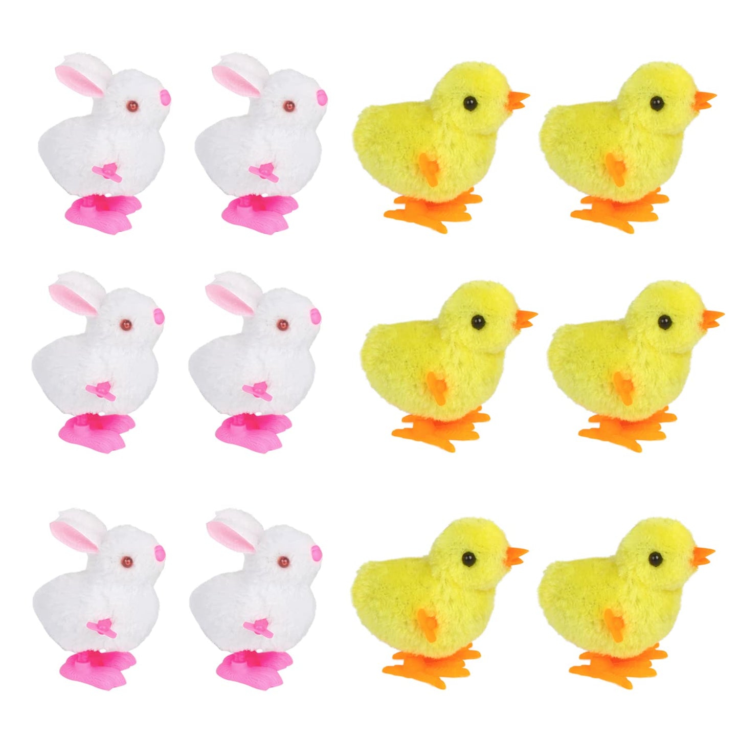 FOIMAS Easter Wind Up Toys,12 Pack Plush Bunny Chick Jumping Toy for Kids Easter Basket Stuffers Goodie Bag Filelr Party Favor S
