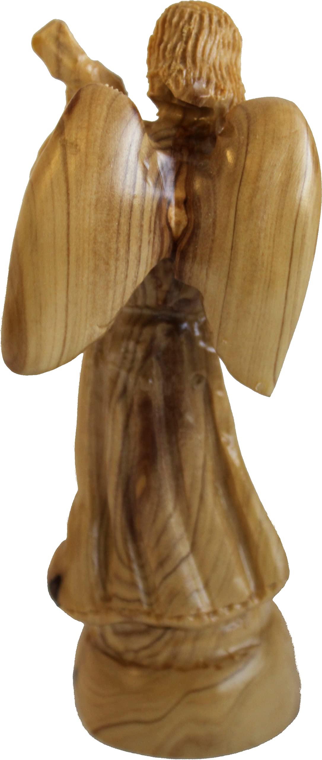 Angel Playing Music - Carved In Olive Wood, Carved Faces And Details Style (17.5 Cm Or 7 Inches)