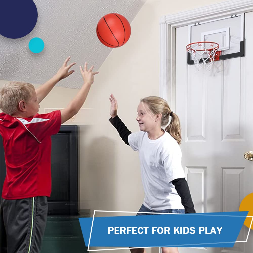 5 Inch Pvc Mini Basketball For Indoor Basketball Mini Hoops, Soft 5' Rubber Small Repacement Basketball For Over Door Basketball Hoop Sets, Little Basketballs For Adults & Kids (3 Pcs With Air Pump)