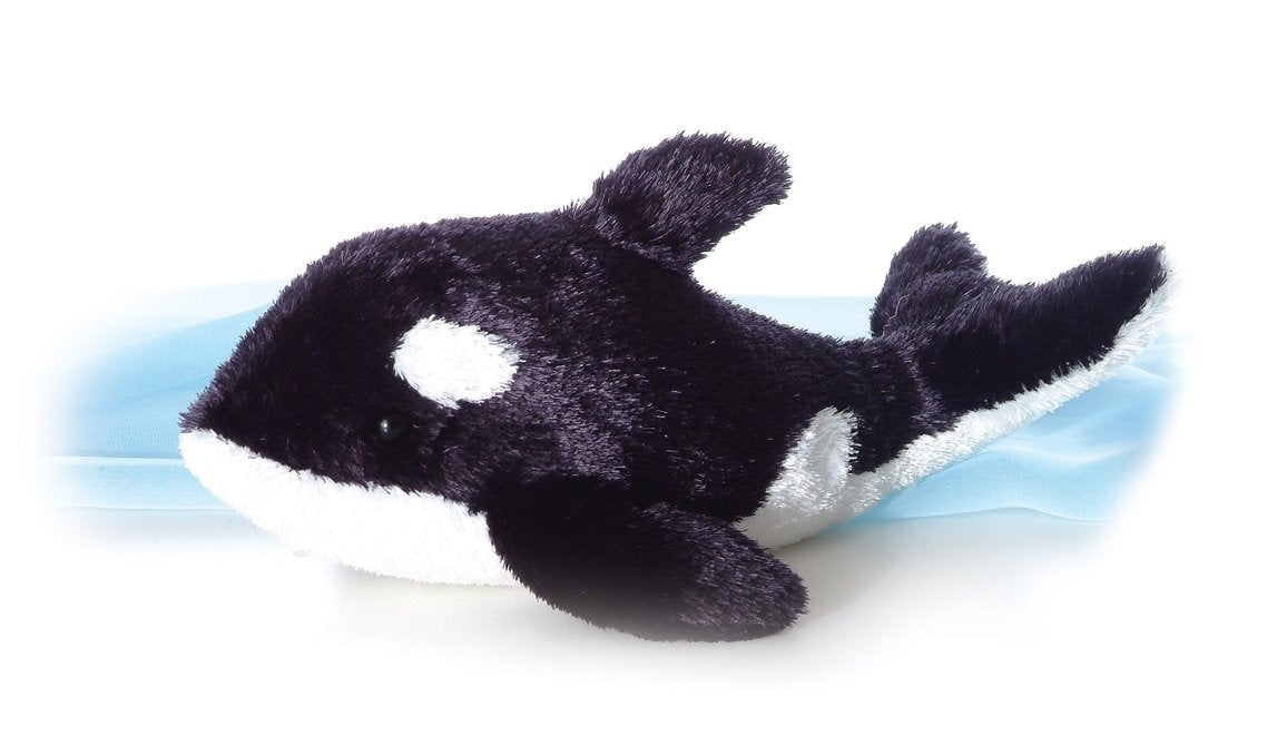 Aurora® Adorable Mini Flopsie™ Orca Stuffed Animal - Playful Ease - Timeless Companions - Black 8 Inches