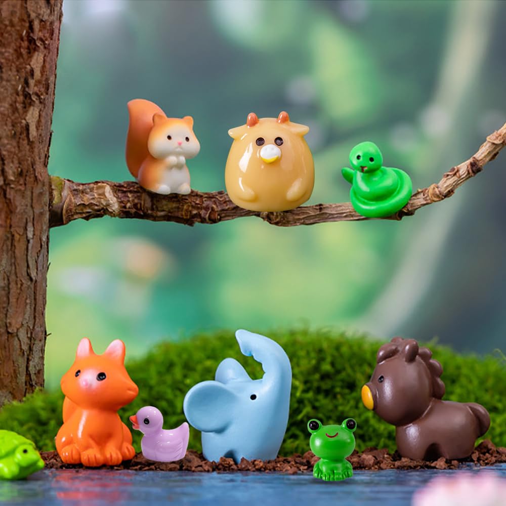 Ysesoai 45Pcs Mini Resin Animal, 45 Styles Tiny Resin Animals Miniature Little Ducks Bulk For Micro Fairy Garden Landscape Accessories Dollhouse Hide Crafts Decor Aquarium Toys