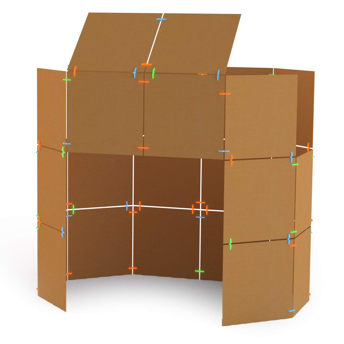 Atwood Toys Box Lox 80 pcs Creative Cardboard Building kit - Construction Toys for Girls and Boys Educational STEM (Neon Green)