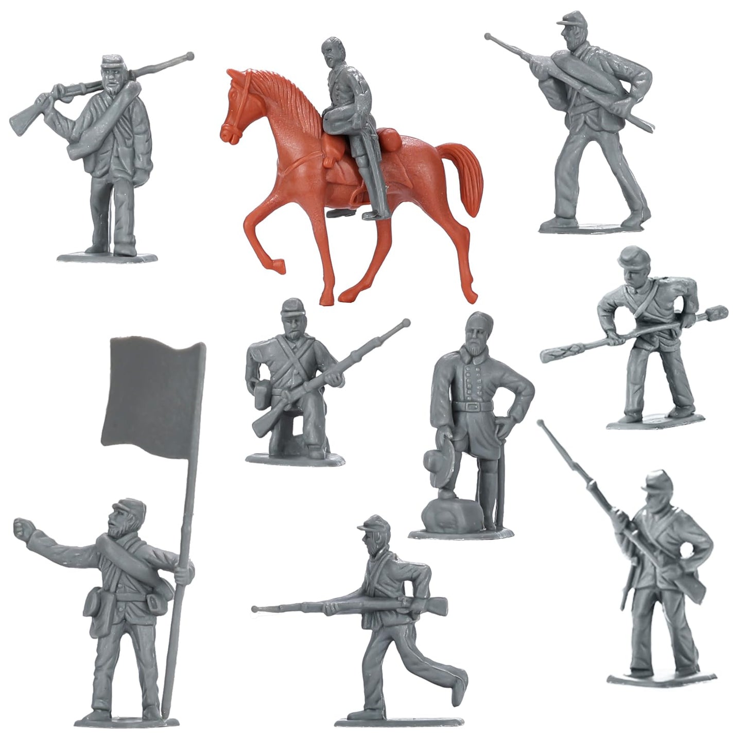 Haptime Civil War Army Men Set (42 Pcs), American Civil War Toys, Plastic Army Men Action Figures, Including Flagman, Knight, Soldier, Perfect For School Project Dioramas, Revolutionary War Toys
