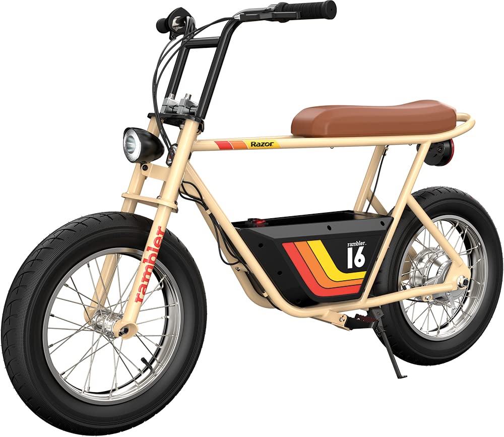 Razor Rambler 16 - 36V Electric Minibike With Retro Style, Up To 15.5 Mph, Up To 11.5 Miles Range, Wide, Rugged 16'' Air-Filled