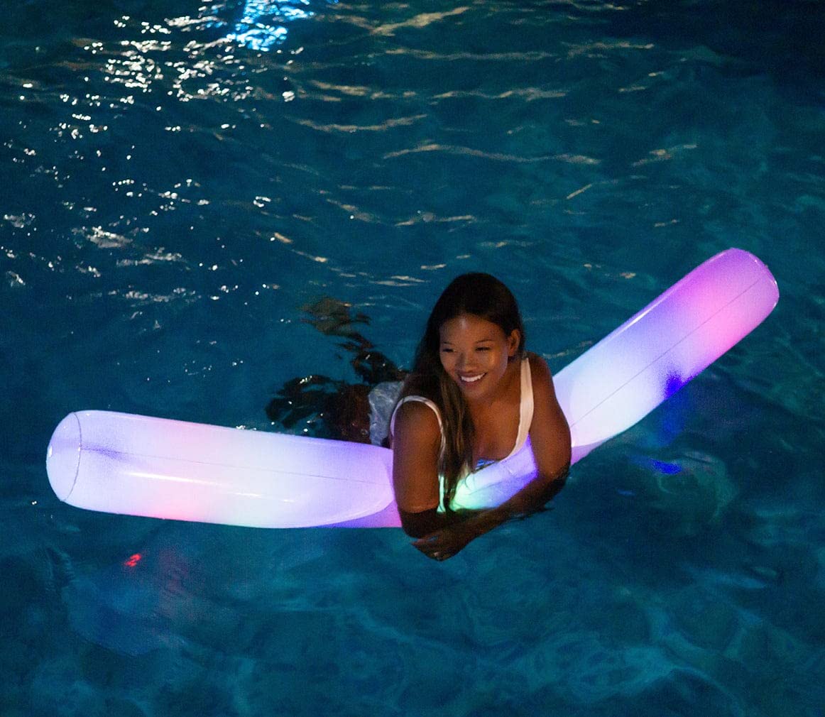 PoolCandy Inflatable Jumbo Swim Noodles (Illuminated LED Color Changing Swim Noodle)
