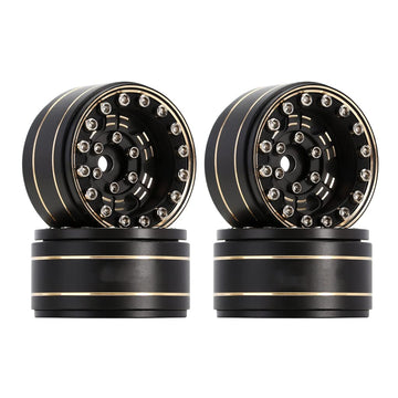KingVal Replacement 4PCS Brass 1.0'' Beadlock Wheel Rims Tyre Rim Offset -3.15mm Wheel Hub 7mm Compatible with Axial SCX24 RC Cr