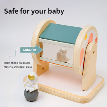 Twefex Montessori Spinning Drum - Colorful Wooden Toy for Babies 6-12 Months, Ideal Montessori Toy for 1-Year-Old Infants, Medium Size