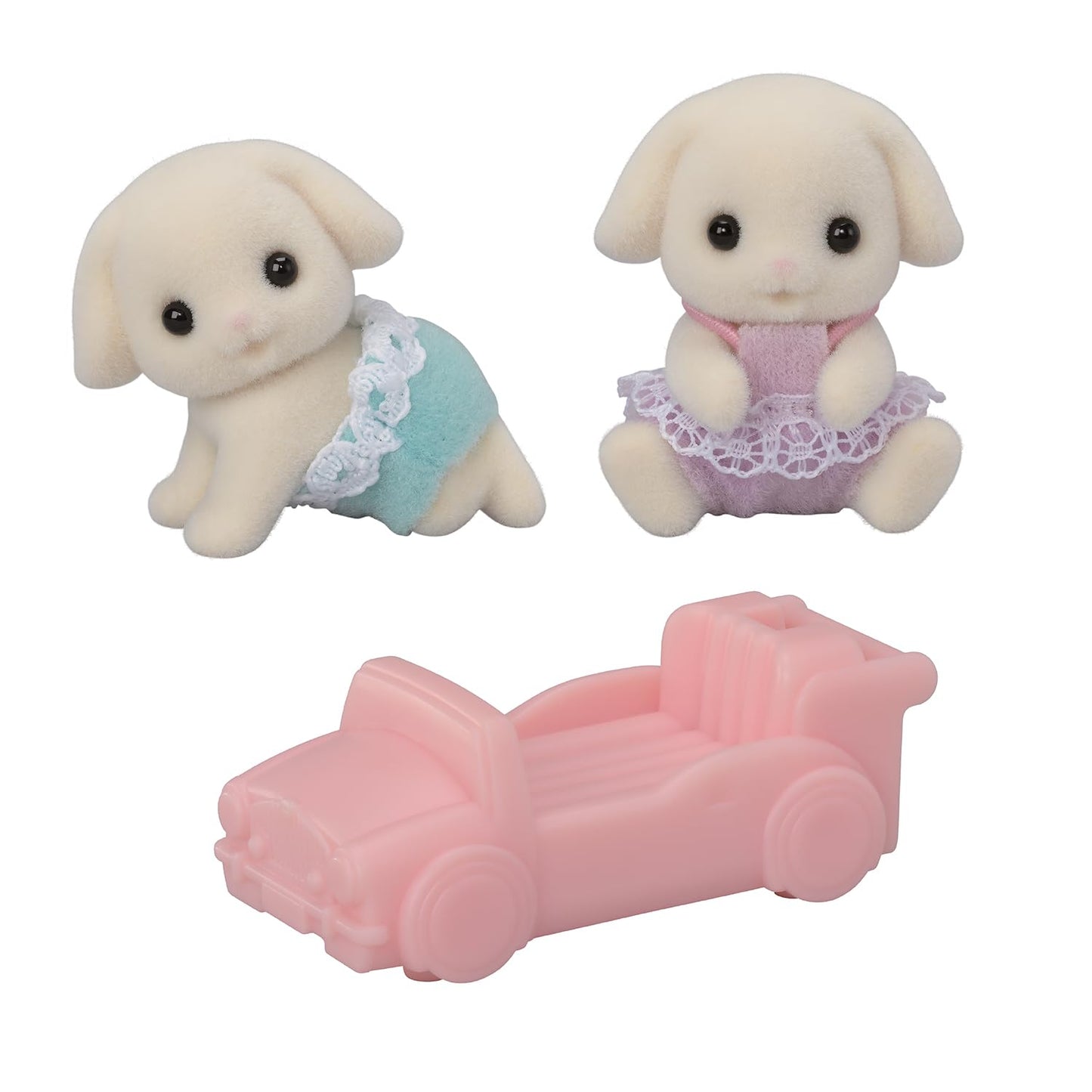 Calico Critters Flora Rabbit Twins - Set Of 2 Collectible Doll Figures For Ages 3+