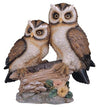 Stealstreet Polyresin Tan And Brown Owls Perched On Tree Log Figurine, 6.5'