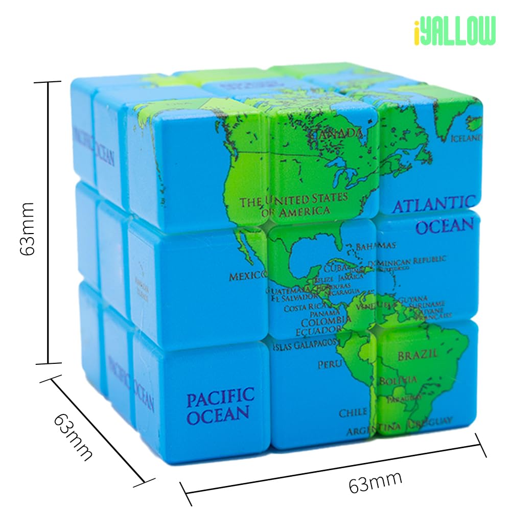 Magic Cube Puzzles Toys Classics Cube for Kids & Adults (World Map 3x3)