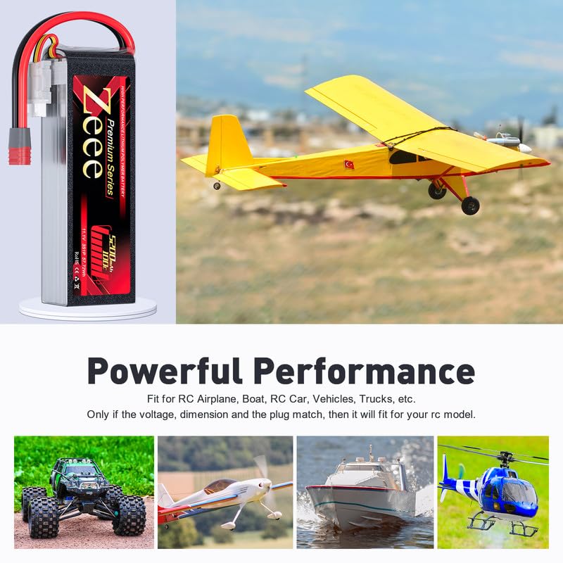 Zeee Premium Series 3S 5200mAh Lipo Battery 11.1V 100C Soft Case Battery with T Connector for RC Plane Quadcopter RC Airplane RC