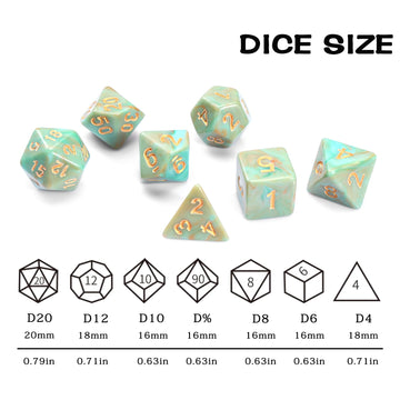 Role Playing Dice Set - 16Mm Polyhedral Dnd Dice In Mixed Colors (Orange, Dark Green, Light Green) - Perfect For Dungeons And Dr