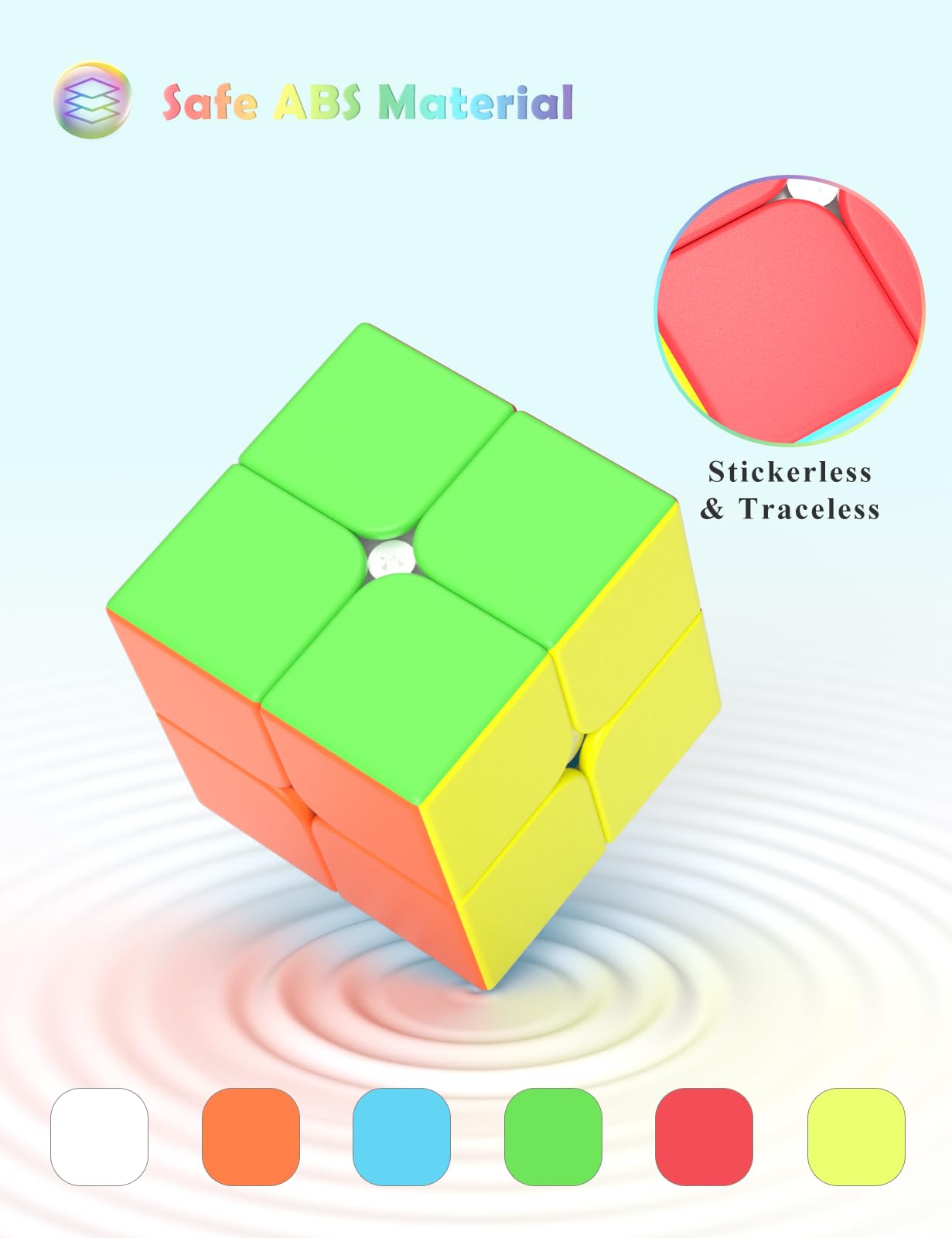 Roxenda 2X2X2 Speed Cube, 2 By 2 Magic Cube Smooth Puzzle Cube 50Mm (Stickerless)